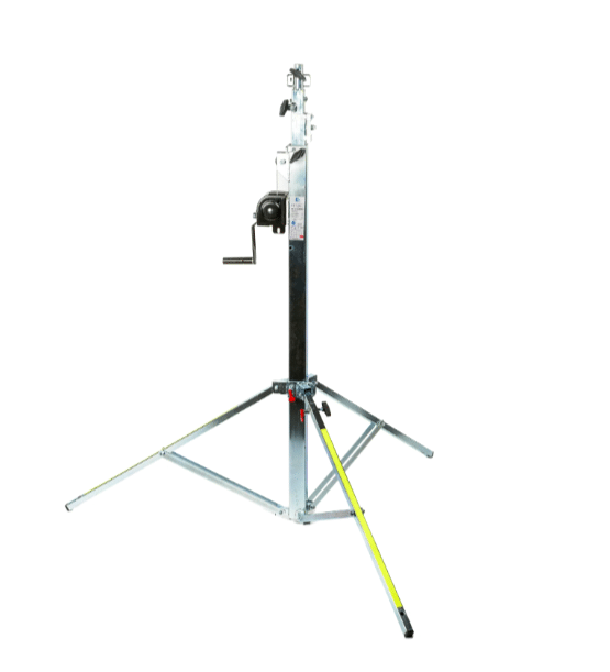 5 m valaisinmasto 5 m teleskooppinen valaisinmasto LED-työmaavalaisimelle. Vahva sähkösinkitty teräsrakenne, erinomainen vakaus ja säädettävä jalka epätasaisille alustoille. Sopii työmaille, teollisuuteen, tapahtumiin ja vuokraamokäyttöön. Turvallinen ja helposti siirrettävä.